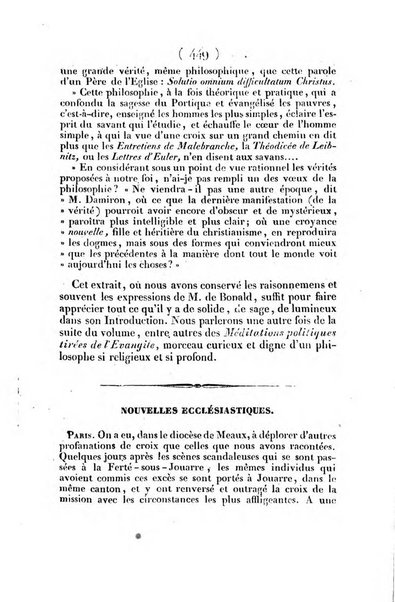 L'ami de la religion journal et revue ecclesiastique, politique et litteraire