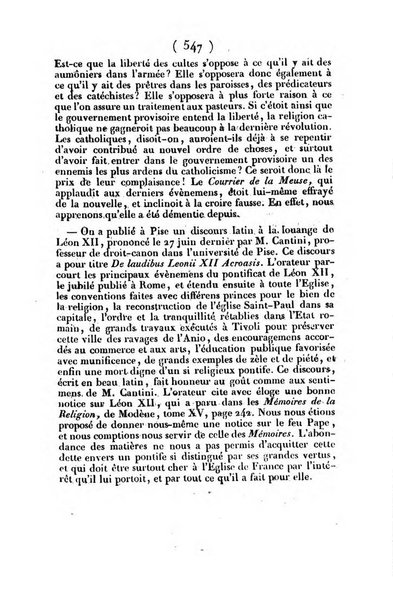 L'ami de la religion journal et revue ecclesiastique, politique et litteraire