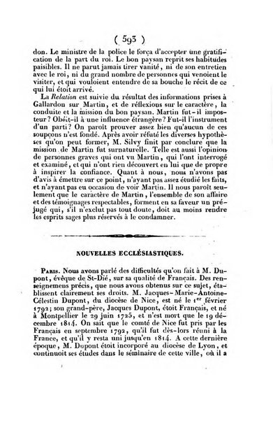 L'ami de la religion journal et revue ecclesiastique, politique et litteraire