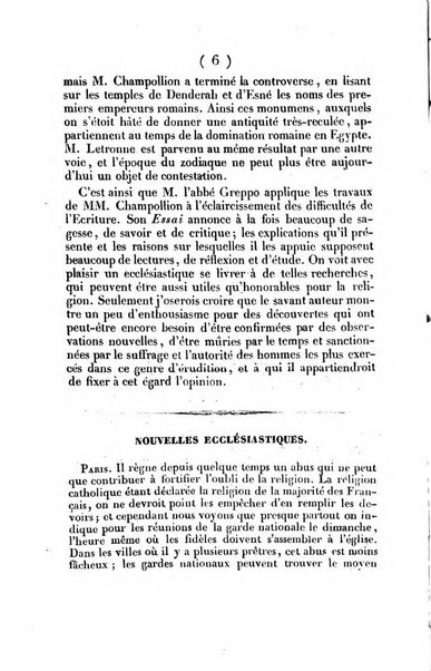 L'ami de la religion journal et revue ecclesiastique, politique et litteraire