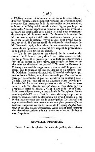 L'ami de la religion journal et revue ecclesiastique, politique et litteraire