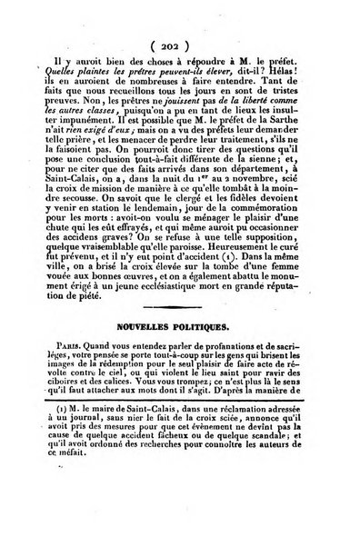 L'ami de la religion journal et revue ecclesiastique, politique et litteraire