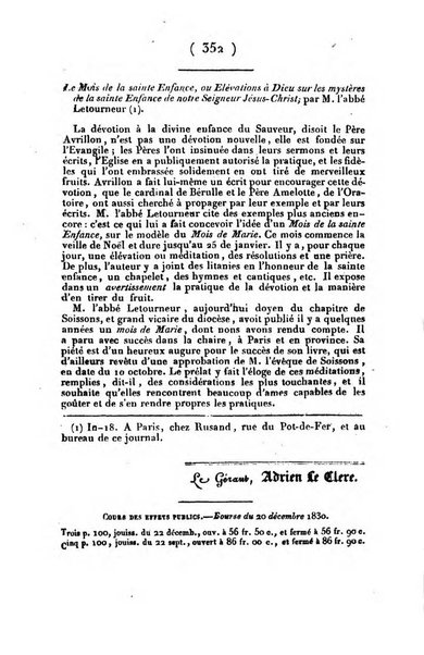 L'ami de la religion journal et revue ecclesiastique, politique et litteraire