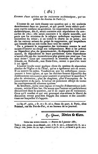 L'ami de la religion journal et revue ecclesiastique, politique et litteraire