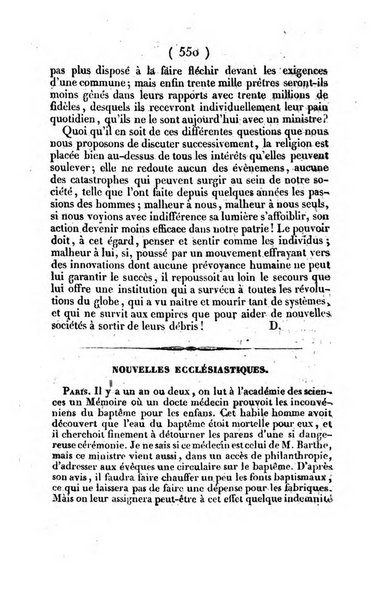 L'ami de la religion journal et revue ecclesiastique, politique et litteraire