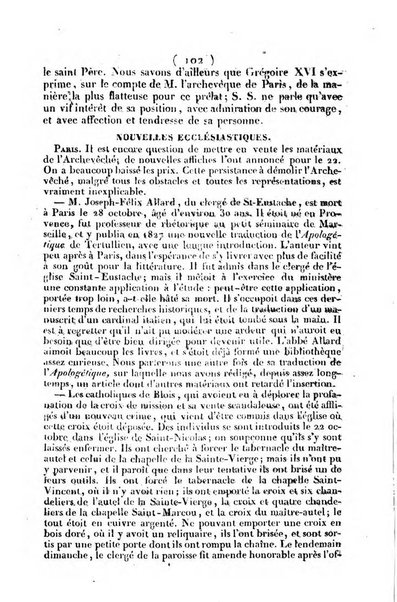 L'ami de la religion journal et revue ecclesiastique, politique et litteraire