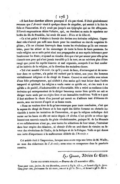 L'ami de la religion journal et revue ecclesiastique, politique et litteraire