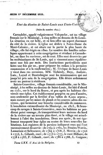 L'ami de la religion journal et revue ecclesiastique, politique et litteraire