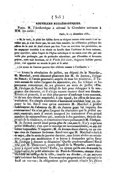 L'ami de la religion journal et revue ecclesiastique, politique et litteraire