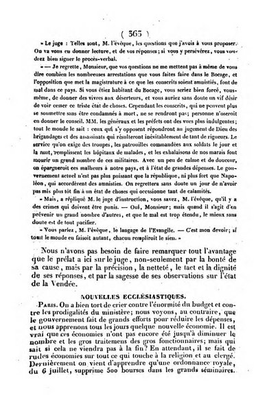 L'ami de la religion journal et revue ecclesiastique, politique et litteraire