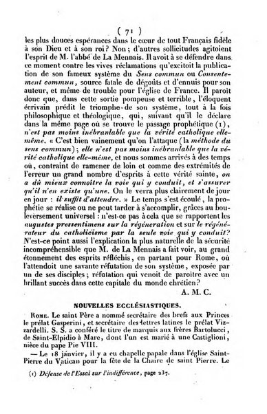 L'ami de la religion journal et revue ecclesiastique, politique et litteraire