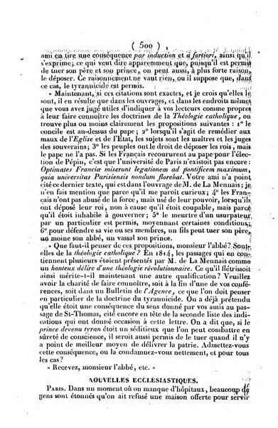 L'ami de la religion journal et revue ecclesiastique, politique et litteraire