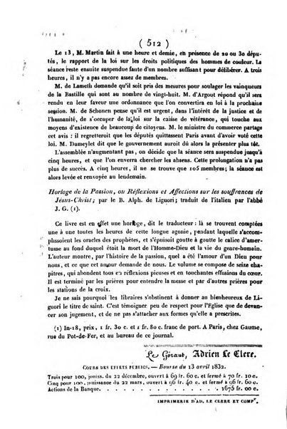 L'ami de la religion journal et revue ecclesiastique, politique et litteraire