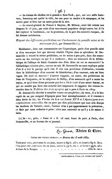 L'ami de la religion journal et revue ecclesiastique, politique et litteraire