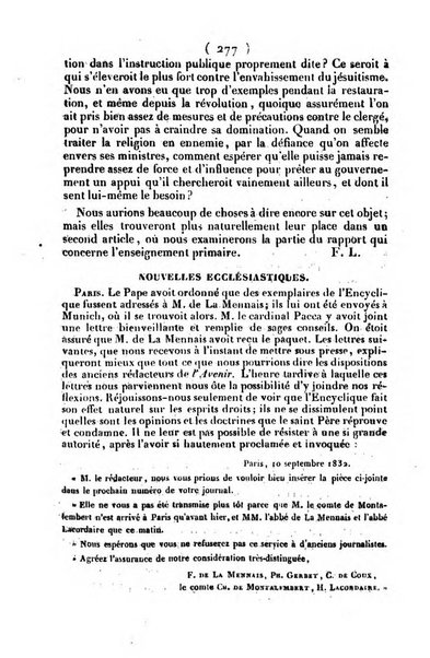 L'ami de la religion journal et revue ecclesiastique, politique et litteraire