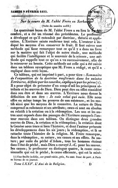 L'ami de la religion journal et revue ecclesiastique, politique et litteraire