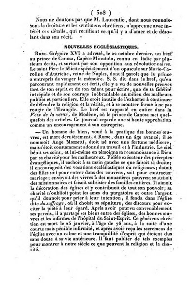 L'ami de la religion journal et revue ecclesiastique, politique et litteraire