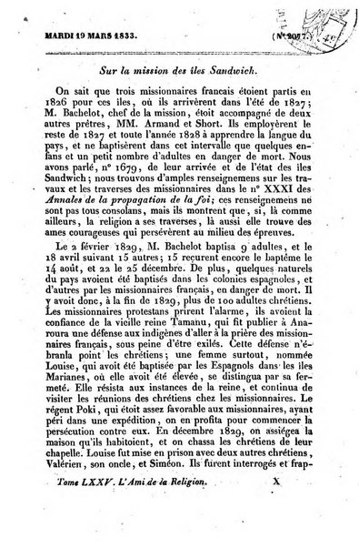 L'ami de la religion journal et revue ecclesiastique, politique et litteraire