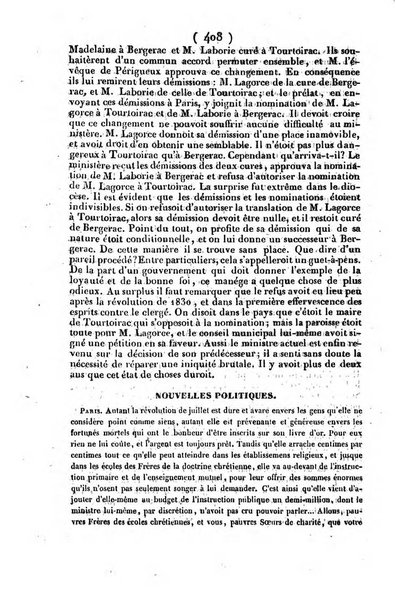 L'ami de la religion journal et revue ecclesiastique, politique et litteraire