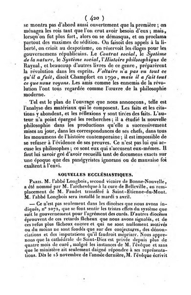 L'ami de la religion journal et revue ecclesiastique, politique et litteraire