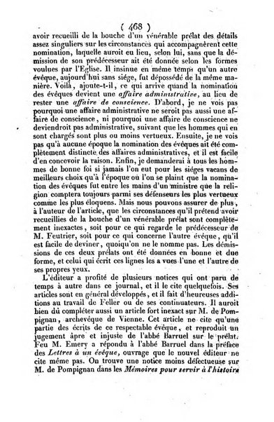 L'ami de la religion journal et revue ecclesiastique, politique et litteraire