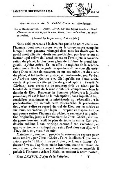 L'ami de la religion journal et revue ecclesiastique, politique et litteraire