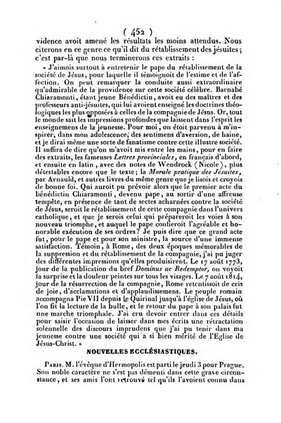 L'ami de la religion journal et revue ecclesiastique, politique et litteraire