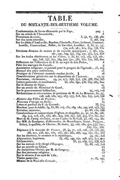 L'ami de la religion journal et revue ecclesiastique, politique et litteraire