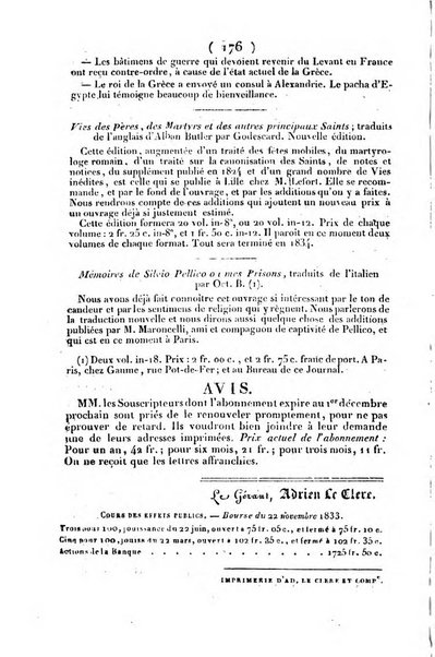 L'ami de la religion journal et revue ecclesiastique, politique et litteraire