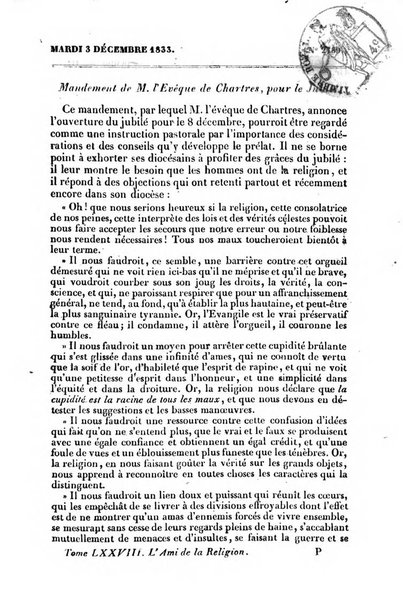 L'ami de la religion journal et revue ecclesiastique, politique et litteraire