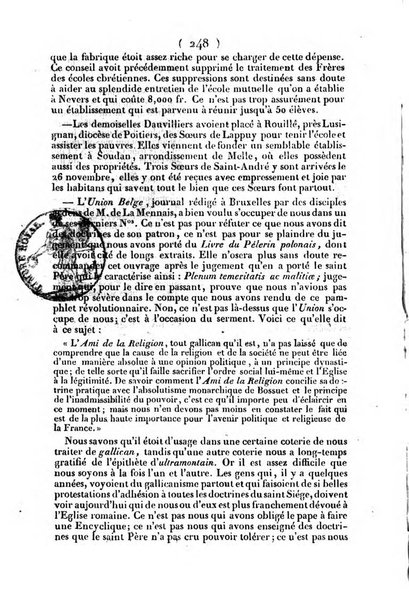 L'ami de la religion journal et revue ecclesiastique, politique et litteraire