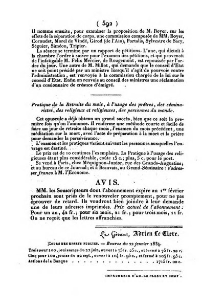 L'ami de la religion journal et revue ecclesiastique, politique et litteraire