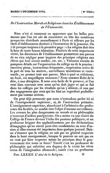 L'ami de la religion journal et revue ecclesiastique, politique et litteraire