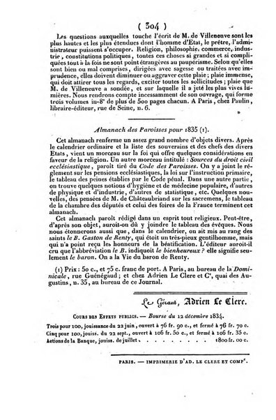 L'ami de la religion journal et revue ecclesiastique, politique et litteraire