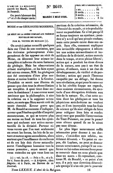 L'ami de la religion journal et revue ecclesiastique, politique et litteraire