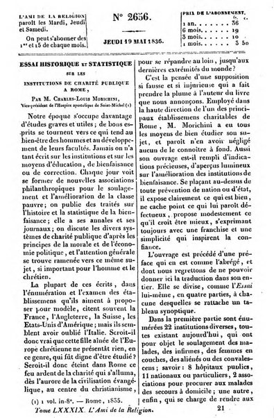 L'ami de la religion journal et revue ecclesiastique, politique et litteraire