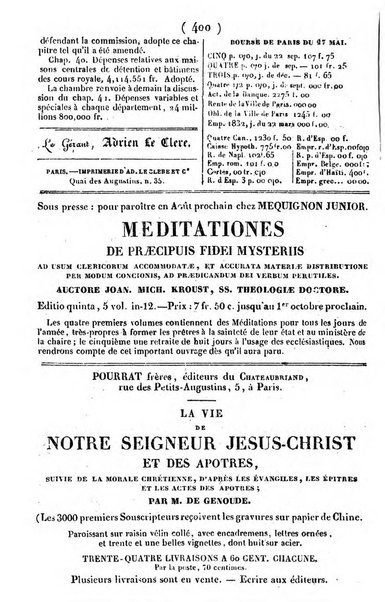 L'ami de la religion journal et revue ecclesiastique, politique et litteraire