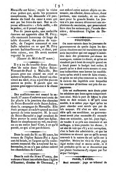 L'ami de la religion journal et revue ecclesiastique, politique et litteraire