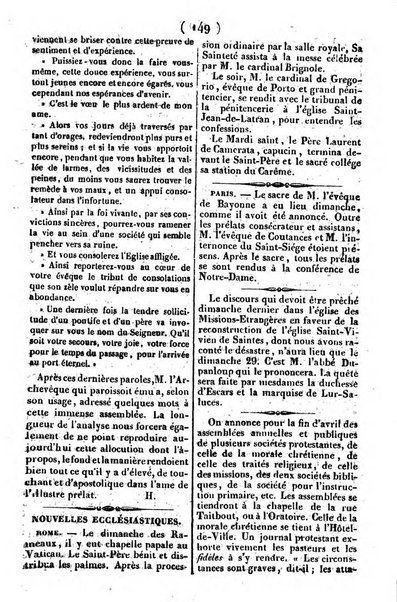 L'ami de la religion journal et revue ecclesiastique, politique et litteraire