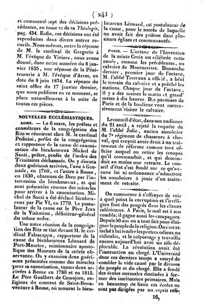 L'ami de la religion journal et revue ecclesiastique, politique et litteraire