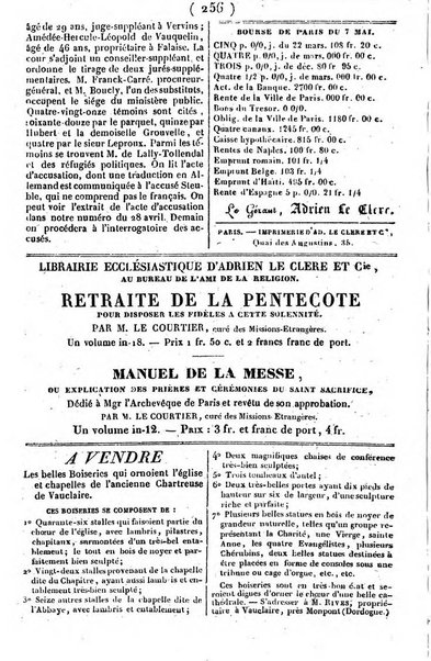 L'ami de la religion journal et revue ecclesiastique, politique et litteraire