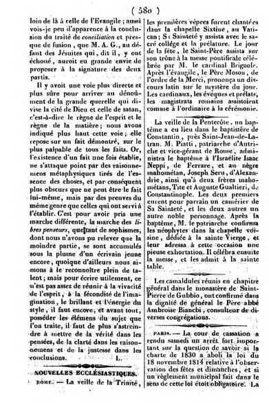 L'ami de la religion journal et revue ecclesiastique, politique et litteraire