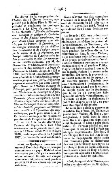 L'ami de la religion journal et revue ecclesiastique, politique et litteraire