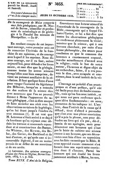 L'ami de la religion journal et revue ecclesiastique, politique et litteraire