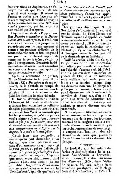 L'ami de la religion journal et revue ecclesiastique, politique et litteraire