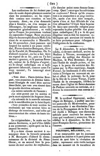 L'ami de la religion journal et revue ecclesiastique, politique et litteraire