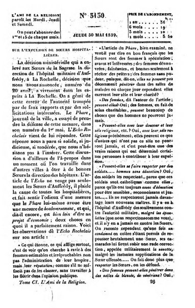 L'ami de la religion journal et revue ecclesiastique, politique et litteraire