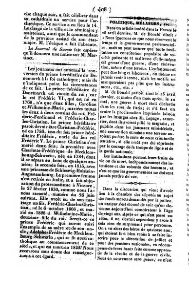 L'ami de la religion journal et revue ecclesiastique, politique et litteraire