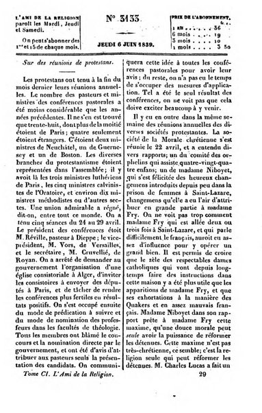 L'ami de la religion journal et revue ecclesiastique, politique et litteraire