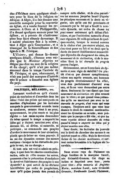 L'ami de la religion journal et revue ecclesiastique, politique et litteraire